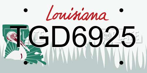 TGD6925 Louisiana License Plate