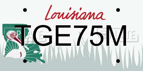 TGE75M Louisiana License Plate