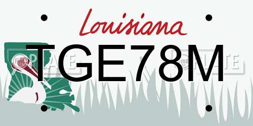 TGE78M Louisiana License Plate