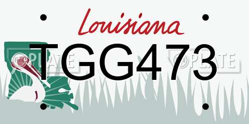 TGG473 Louisiana License Plate