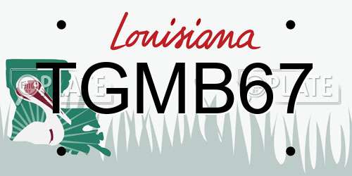 TGMB67 Louisiana License Plate