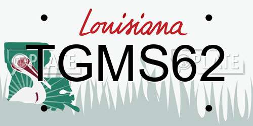 TGMS62 Louisiana License Plate