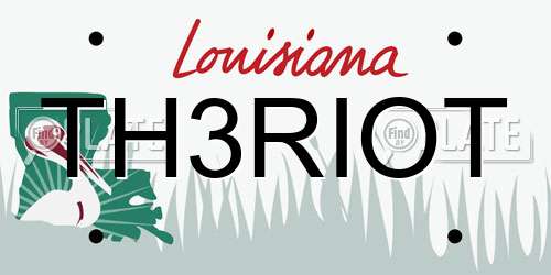 TH3RIOT Louisiana License Plate