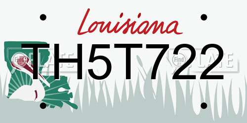 TH5T722 Louisiana License Plate
