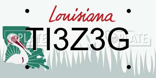 TI3Z3G Louisiana License Plate