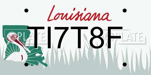 TI7T8F Louisiana License Plate
