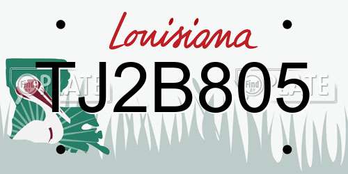 TJ2B805 Louisiana License Plate