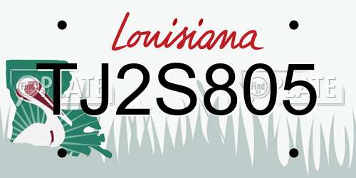 TJ2S805 Louisiana License Plate