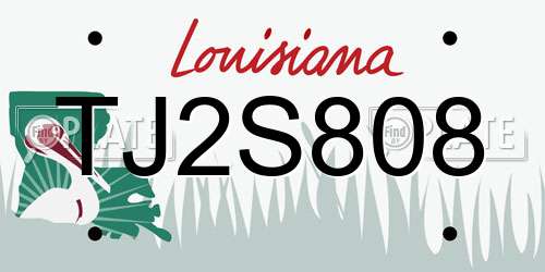 TJ2S808 Louisiana License Plate