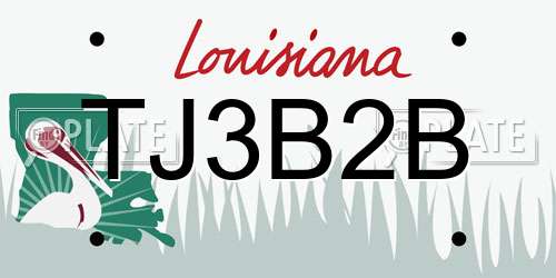 TJ3B2B Louisiana License Plate