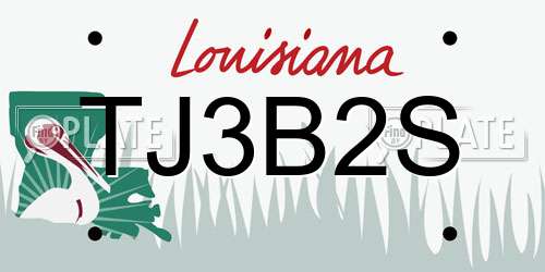 TJ3B2S Louisiana License Plate