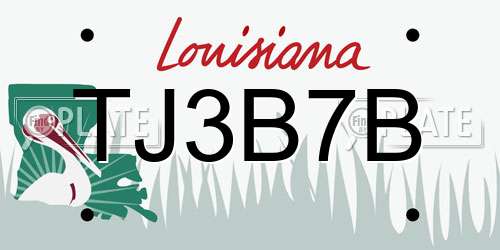 TJ3B7B Louisiana License Plate