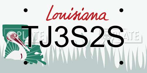 TJ3S2S Louisiana License Plate