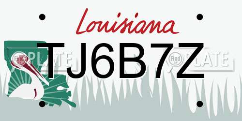 TJ6B7Z Louisiana License Plate