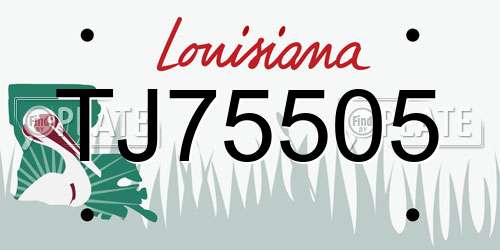 TJ75505 Louisiana License Plate