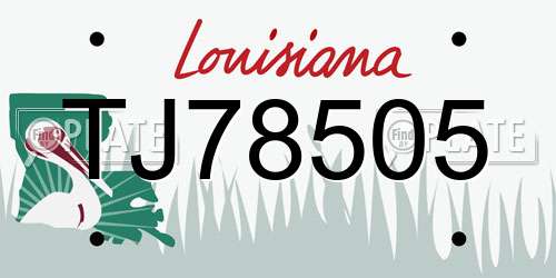 TJ78505 Louisiana License Plate