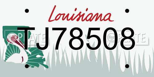 TJ78508 Louisiana License Plate