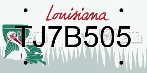 TJ7B505 Louisiana License Plate