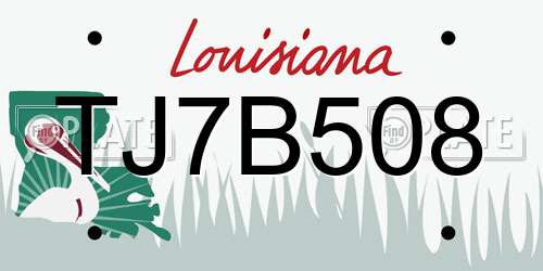 TJ7B508 Louisiana License Plate