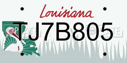 TJ7B805 Louisiana License Plate