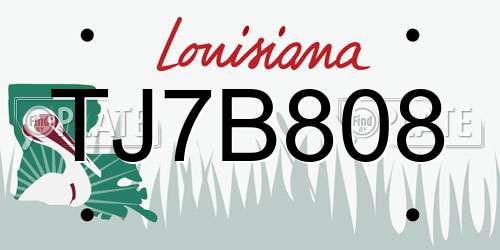 TJ7B808 Louisiana License Plate