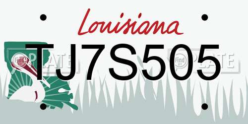 TJ7S505 Louisiana License Plate