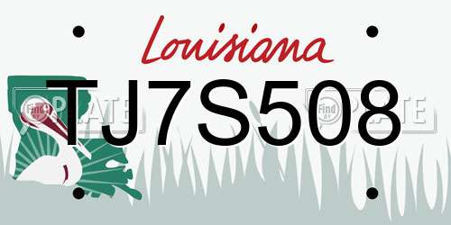 TJ7S508 Louisiana License Plate