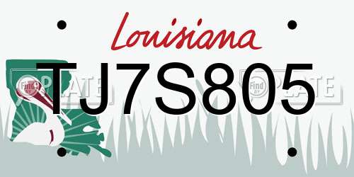TJ7S805 Louisiana License Plate