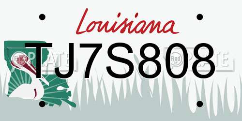 TJ7S808 Louisiana License Plate