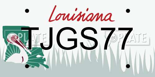 TJGS77 Louisiana License Plate