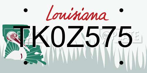 TK0Z575 Louisiana License Plate