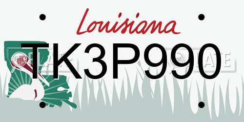 TK3P990 Louisiana License Plate