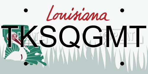 TKSQGMT Louisiana License Plate