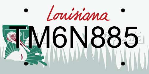 TM6N885 Louisiana License Plate