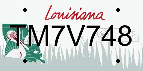 TM7V748 Louisiana License Plate