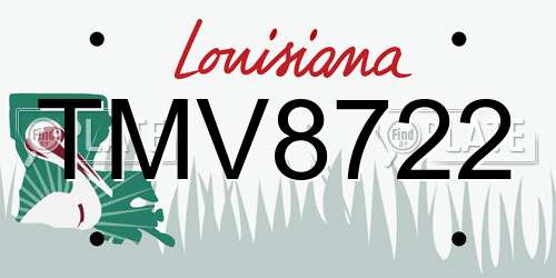 TMV8722 Louisiana License Plate