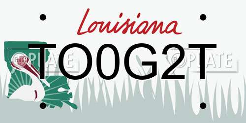 TO0G2T Louisiana License Plate