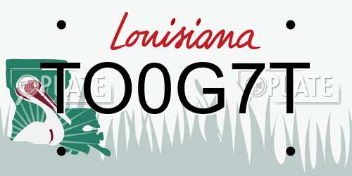 TO0G7T Louisiana License Plate