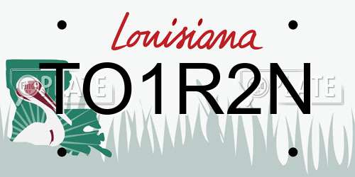 TO1R2N Louisiana License Plate