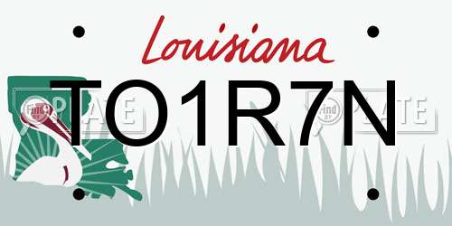 TO1R7N Louisiana License Plate