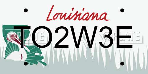 TO2W3E Louisiana License Plate