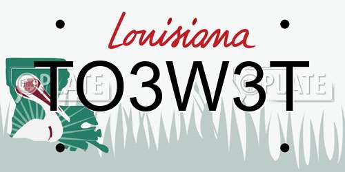 TO3W3T Louisiana License Plate
