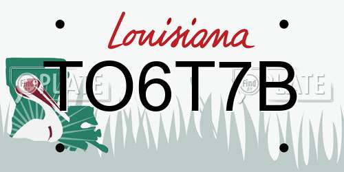 TO6T7B Louisiana License Plate