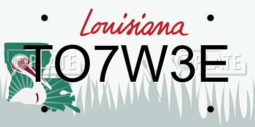 TO7W3E Louisiana License Plate