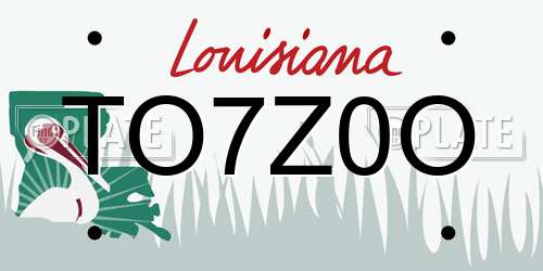 TO7Z0O Louisiana License Plate