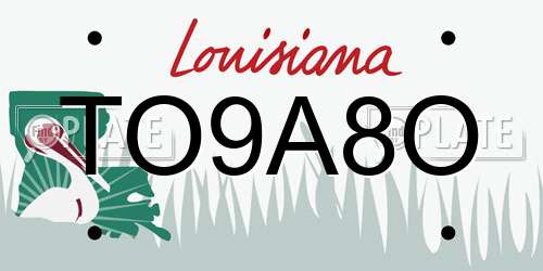 TO9A8O Louisiana License Plate