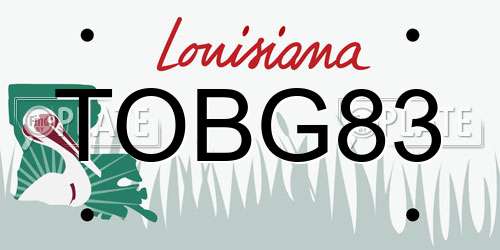 TOBG83 Louisiana License Plate