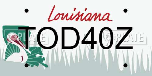 TOD40Z Louisiana License Plate