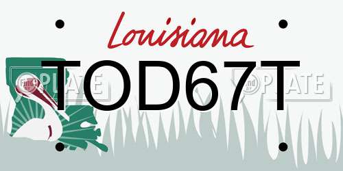 TOD67T Louisiana License Plate