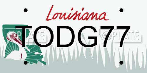TODG77 Louisiana License Plate